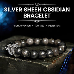Foviel Silber Sheen Obsidian Drachenschutz Armband