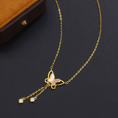 Buddha Stones 999 Sterling Silver Tridacna Stone Butterfly Calm Necklace Pendant Necklaces & Pendants BS 12