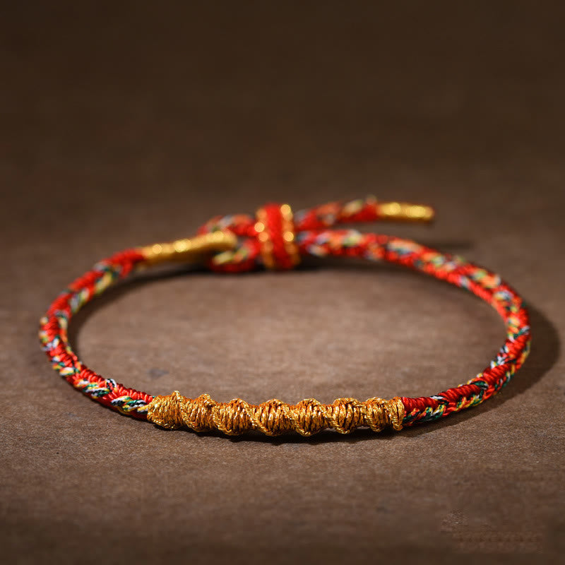 Buddha Stones Handmade Chinese Zodiac Luck Strength Braided Rope Bracelet - Red-Rabbit(Wrist Circumference 14-17cm) - image 0
