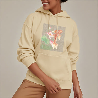 Buddha Stones Koi Fish Lotus Design Fleece Lined Hoodie - image 23