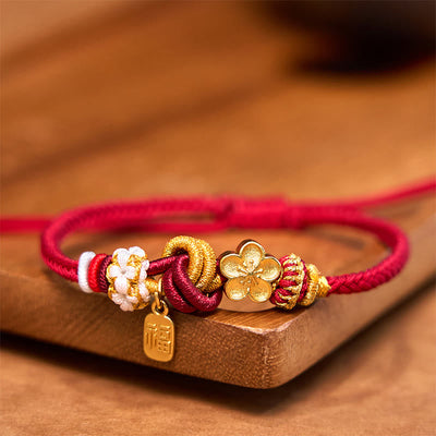 Foviel Peach Blossom Happiness Charm Luck Red String Bracelet