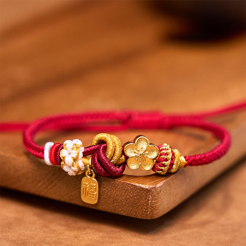 Foviel Peach Blossom Happiness Charm Luck Red String Bracelet