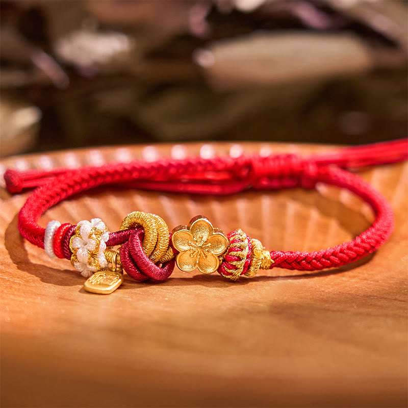 Foviel Peach Blossom Happiness Charm Luck Red String Bracelet