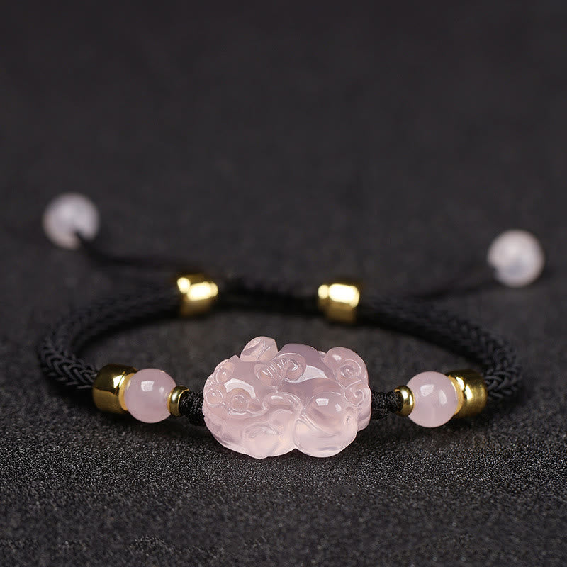 Buddha Stones PiXiu Pink Crystal Wealth String Braided Bracelet - Black(Wrist Circumference: 14-23cm) - image 11