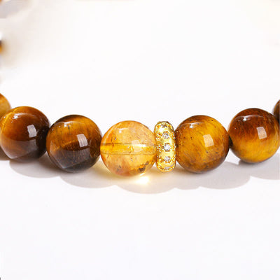 Buddha Stones Natural Tiger Eye Citrine Beads Strength Bracelet Bracelet BS 7