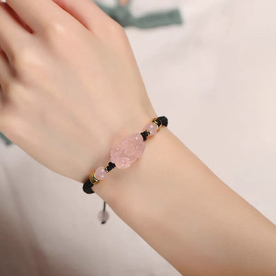 Buddha Stones PiXiu Pink Crystal Wealth String Braided Bracelet - image 13