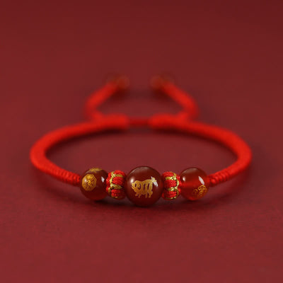 Buddha Stones Handmade Red Agate Chinese Zodiac Red String Braided Protection Bracelet Bracelet BS Red Agate Chinese Zodiac-Pig