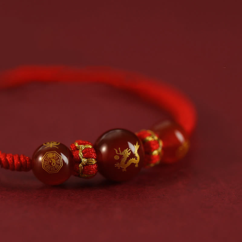 Buddha Stones Handmade Red Agate Chinese Zodiac Red String Braided Protection Bracelet Bracelet BS 19