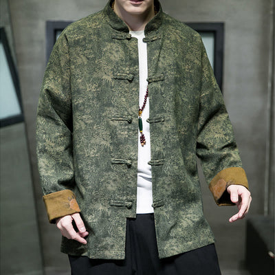 Buddha Stones Leaves Flower Frog-button Tang Suit Cotton Men's Jacket Shirt - image 5