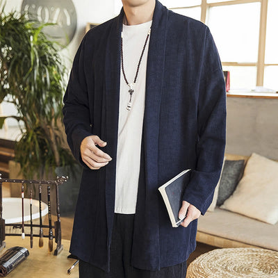 Manteau mi-long décontracté en coton et lin pour homme Foviel, collection automne