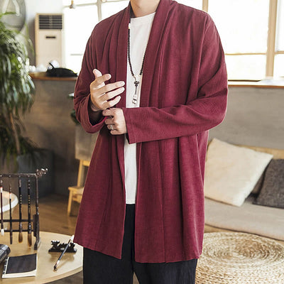Manteau mi-long décontracté en coton et lin pour homme Foviel, collection automne
