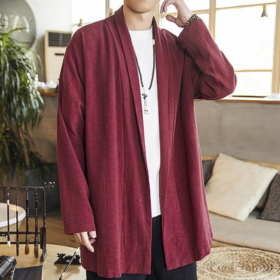 Manteau mi-long décontracté en coton et lin pour homme Foviel, collection automne