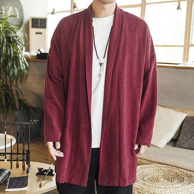 Manteau mi-long décontracté en coton et lin pour homme Foviel, collection automne