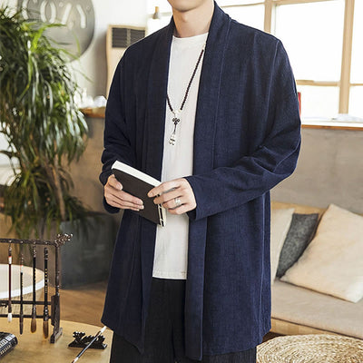 Manteau mi-long décontracté en coton et lin pour homme Foviel, collection automne