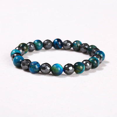 Foviel 2Pcs Hematite Tiger Eye Blue Tiger Eye Powerful Bracelet Set