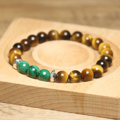 Bracelet de courage Foviel en œil-de-tigre et œil-de-tigre vert