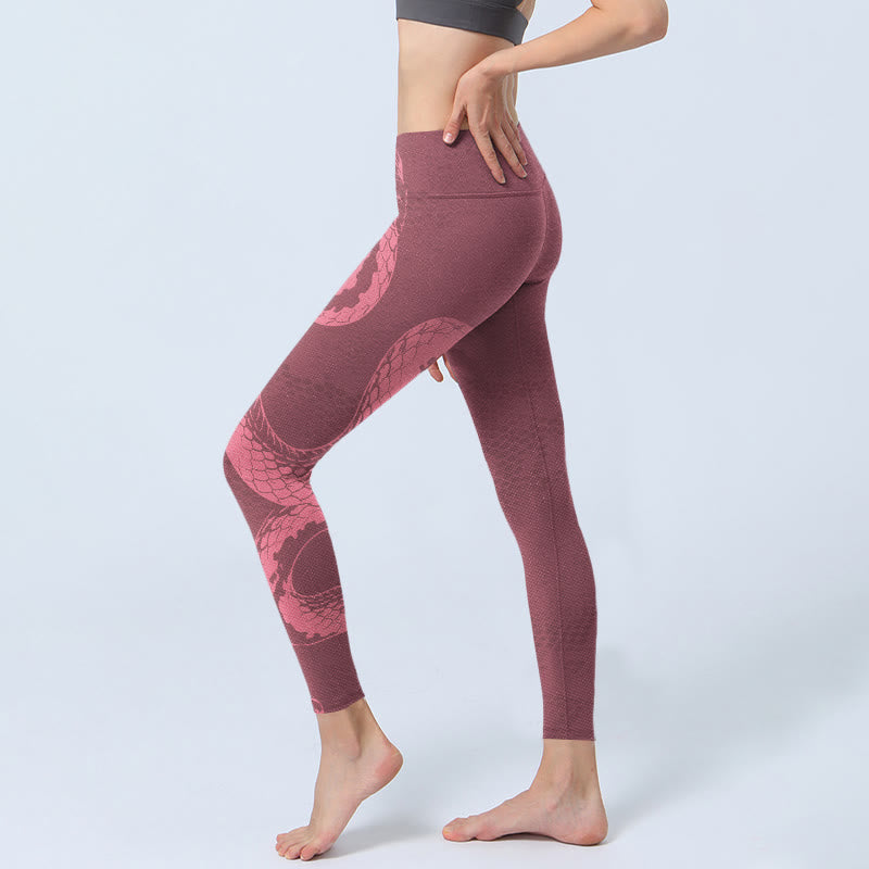 Buddha Stones Pink Snake And Snakeskin Print Gym Leggings Women's Yoga Pants - image 3