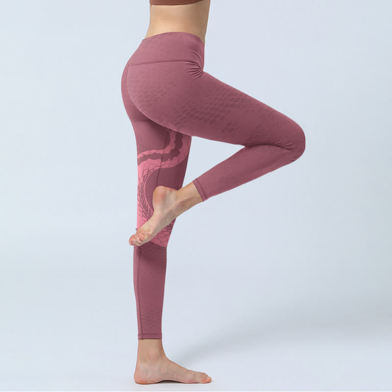Buddha Stones Pink Snake And Snakeskin Print Gym Leggings Women's Yoga Pants - image 4