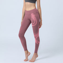 Buddha Stones Pink Snake And Snakeskin Print Gym Leggings Women's Yoga Pants - PaleVioletRed - US18，UK/AU22，EU50 (4XL) - image 1