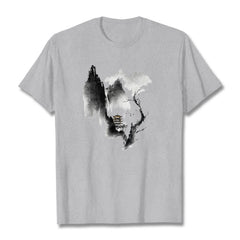 Foviel Pavilion Tree Geese Around The Mountains Pattern Tee T-shirt