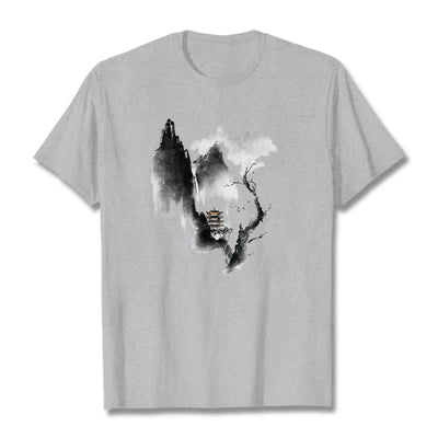 Foviel Pavilion Tree Geese Around The Mountains Pattern Tee T-shirt