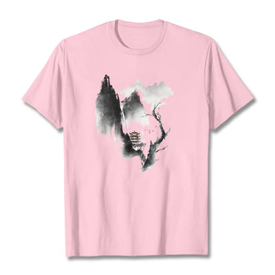 Foviel Pavilion Tree Geese Around The Mountains Pattern Tee T-shirt