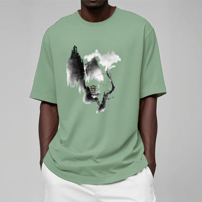 Foviel Pavilion Tree Geese Around The Mountains Pattern Tee T-shirt