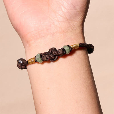Foviel Red String Jade Luck Fortune Knot Braided Couple Bracelet