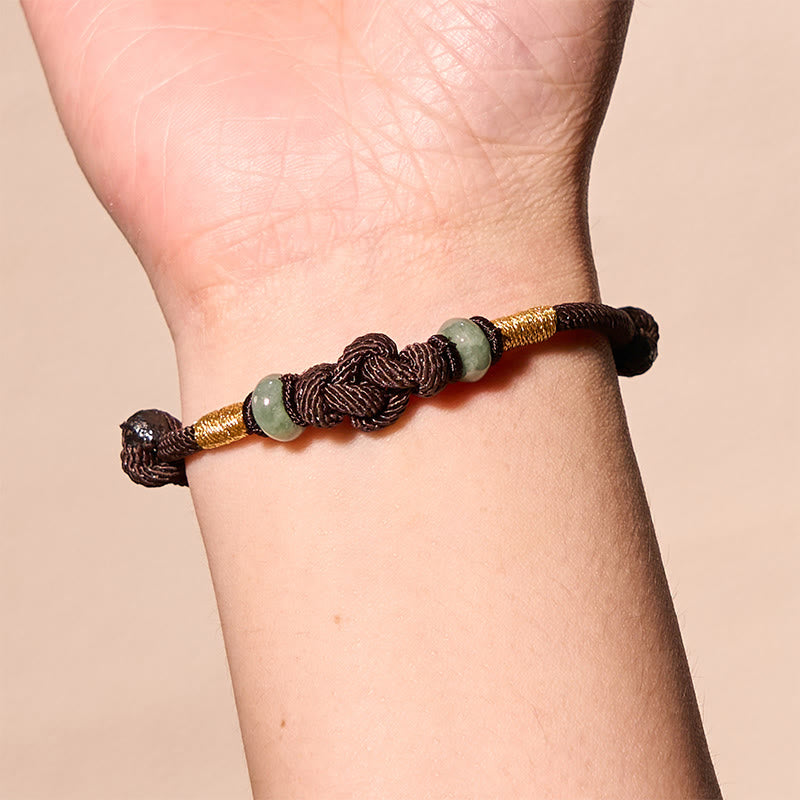 Foviel Red String Jade Luck Fortune Knot Braided Couple Bracelet