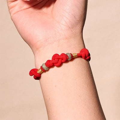 Foviel Red String Jade Luck Fortune Knot Braided Couple Bracelet