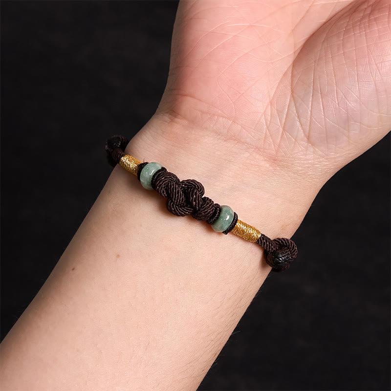 Foviel Red String Jade Luck Fortune Knot Braided Couple Bracelet