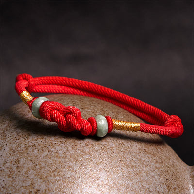 Foviel Red String Jade Luck Fortune Knot Braided Couple Bracelet