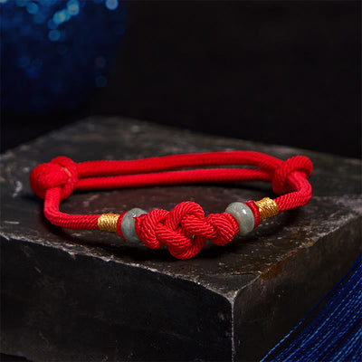 Foviel Red String Jade Luck Fortune Knot Braided Couple Bracelet