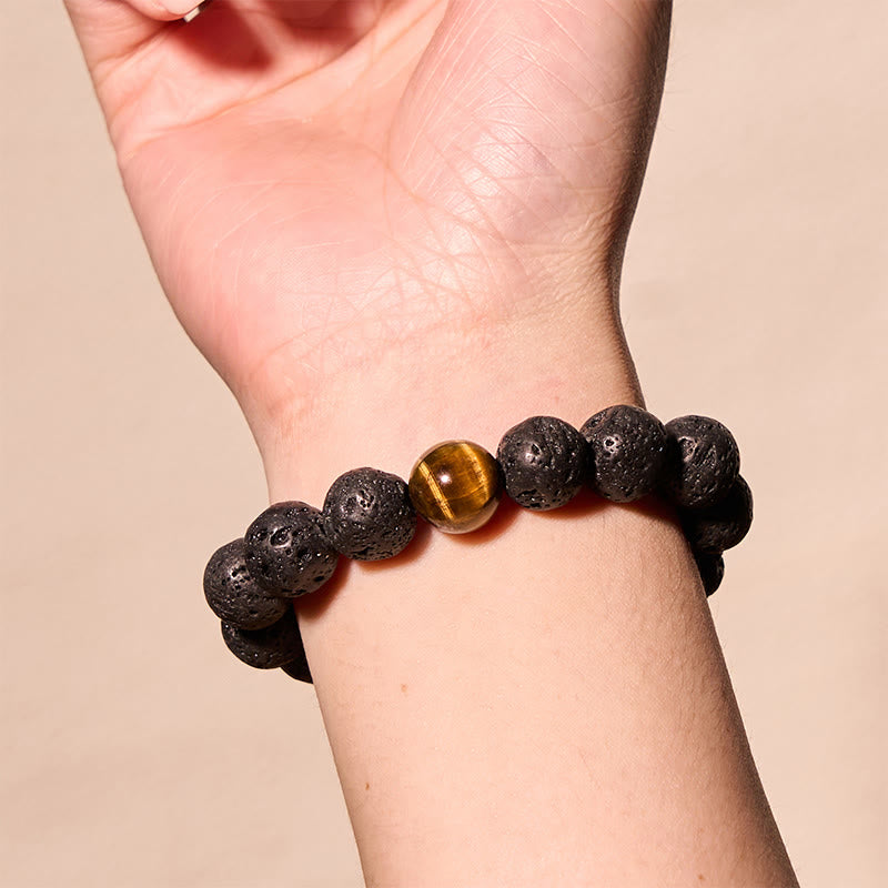 Foviel Lava Rock Tigerauge Stein Frieden spirituell Armband