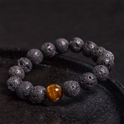Foviel Lava Rock Tigerauge Stein Frieden spirituell Armband