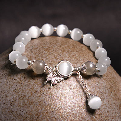 Foviel Katze Auge Moonstone Schmetterling Stern Charm Unterstützung Armband