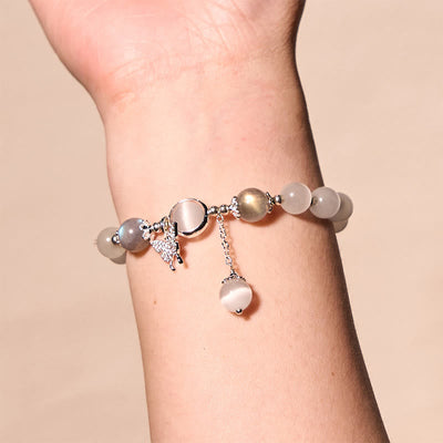Foviel Cat's Eye Moonstone Butterfly Star Charm Support Bracelet