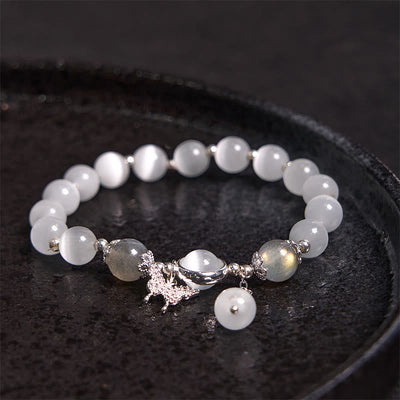 Foviel Cat's Eye Moonstone Butterfly Star Charm Support Bracelet