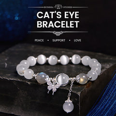 Foviel Cat's Eye Moonstone Butterfly Star Charm Support Bracelet
