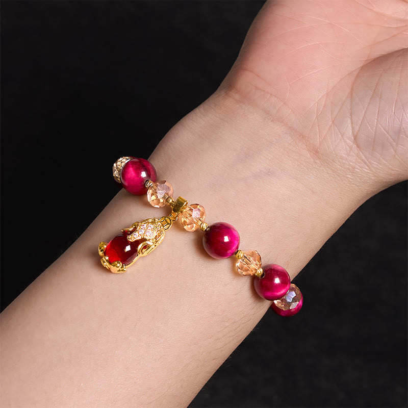 Foviel Rot Tigerauge PiXiu Fox Schutz Selbstbewusstsein Armband
