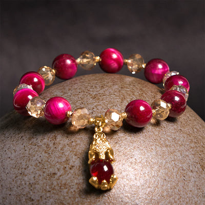 Foviel Rot Tigerauge PiXiu Fox Schutz Selbstbewusstsein Armband