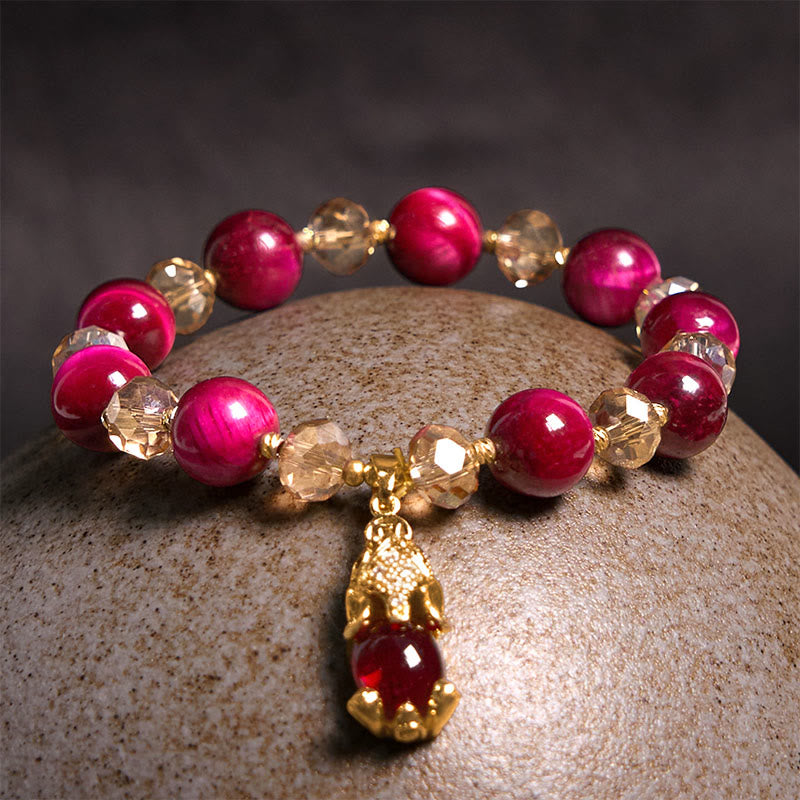 Foviel Rot Tigerauge PiXiu Fox Schutz Selbstbewusstsein Armband