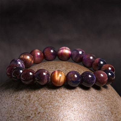 Foviel Natural Purple Tiger Eye Protection Strength Bracelet
