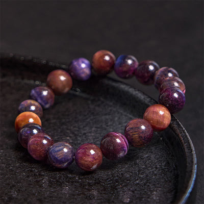 Foviel Natural Purple Tiger Eye Protection Strength Bracelet