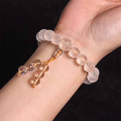 Foviel Tibet Weiß Kristall Schwarz Onyx Om Mani Padme Hum-Meditation Armband