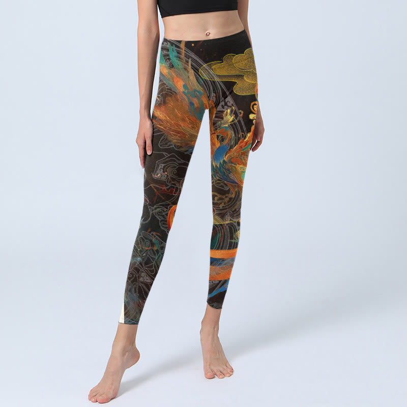 Buddha Stones Vibrant Phoenix Gym Leggings Women's Yoga Pants - image 5