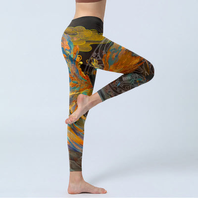 Buddha Stones Vibrant Phoenix Gym Leggings Women's Yoga Pants - image 3
