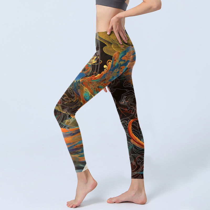 Buddha Stones Vibrant Phoenix Gym Leggings Women's Yoga Pants - image 2