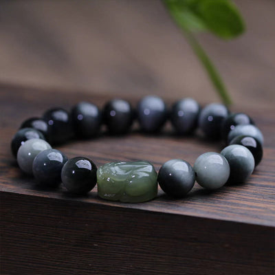 Buddha Stones Natural Eagle's Eye Stone Hetian Jade Pixiu Confidence Bracelet Bracelet BS 2