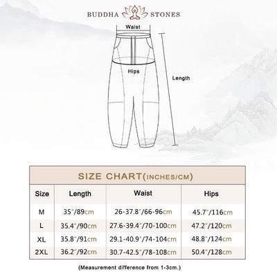 Buddha Stones Summer Women's Linen Drawstring Elastic Waist Harem Pants With Pockets - image 6